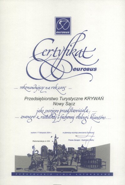 ptkrywan.pl - wyróżnienia : Certyfikat
